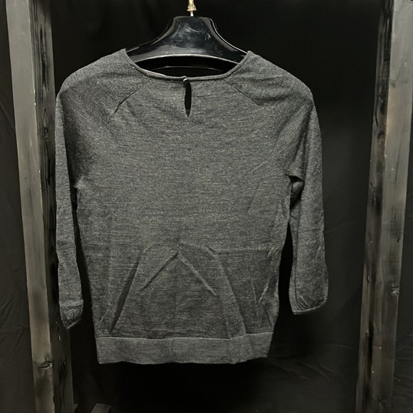 Loft- dark gray, lightweight, gemmed sweater with buttoned back of neck - Picture 5 of 6